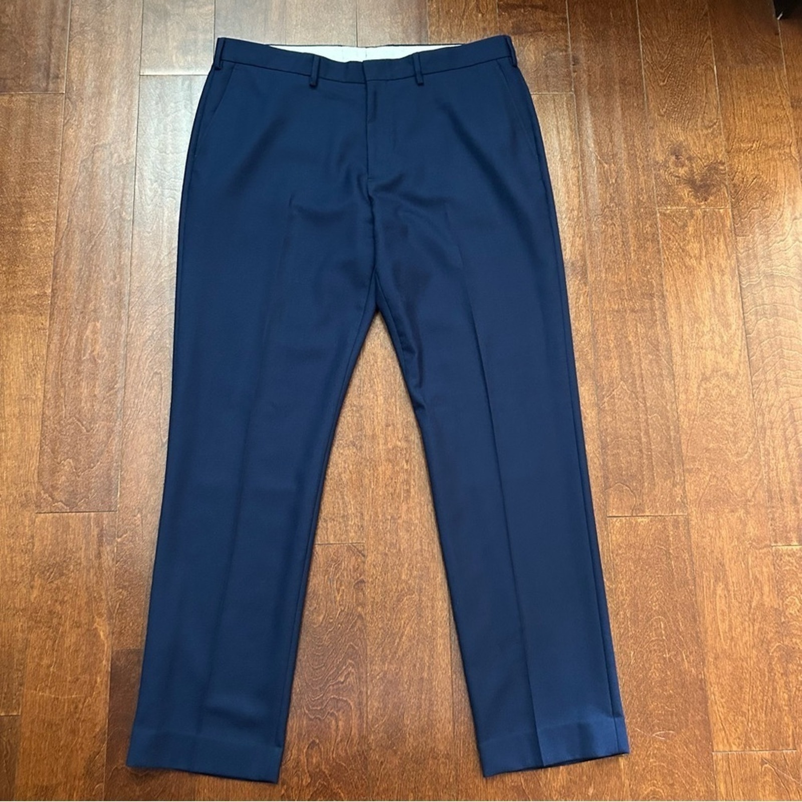 J. Crew Men's Bowery 100%Wool Classic Blue Dress Pants W38 L34